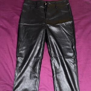 Black Women's leather type Jeans